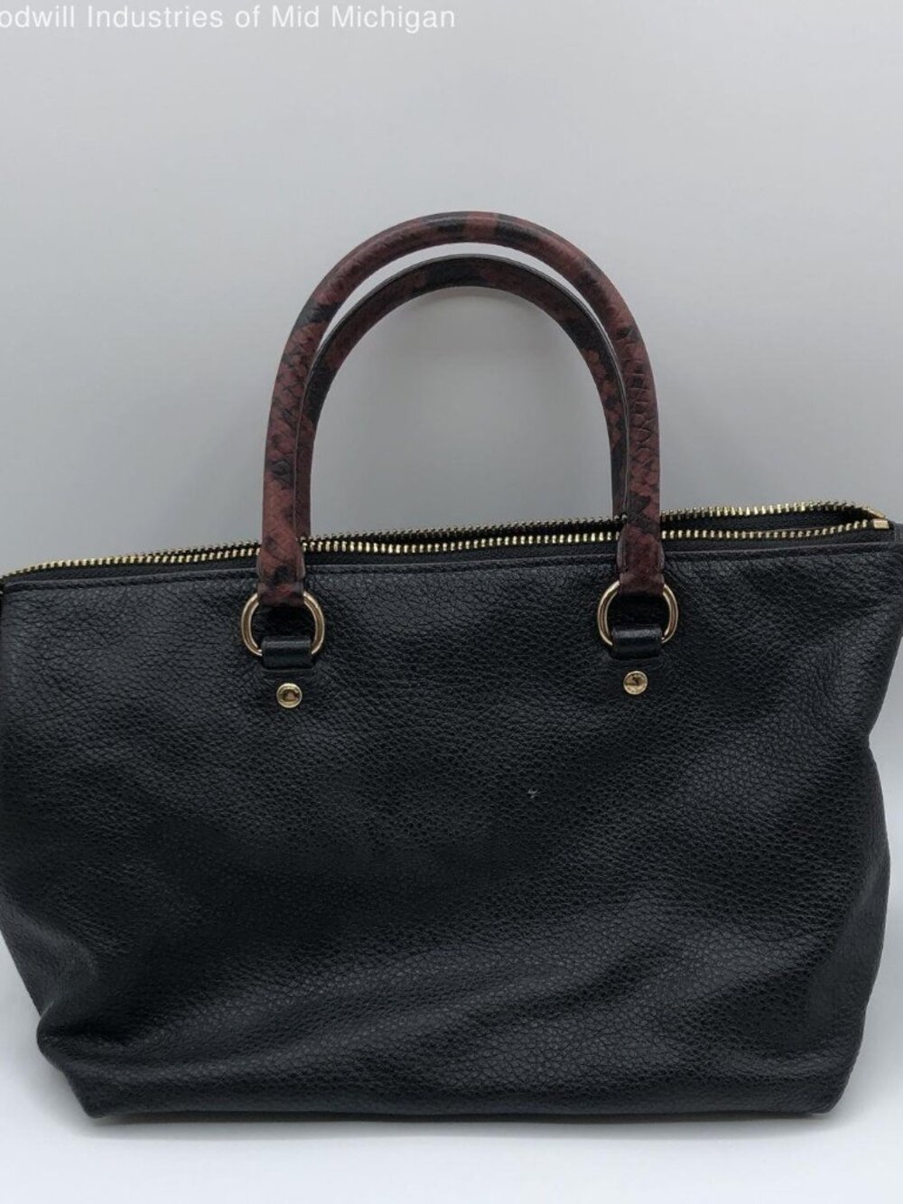 Coach Mini Emma Satchel Leather Exotic Snake Trim Signature Canvas Bag - Picture 3 of 5